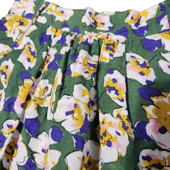 Modbe Skirt Medium Floral Mini Skater Green White Purple Short Linen Blend - Picture 9 of 11